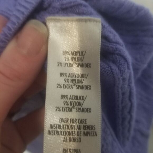 Casual Corner Blue Braided Cable Knit Boat Neck Textured Sweater Size Large - Picture 10 of 10